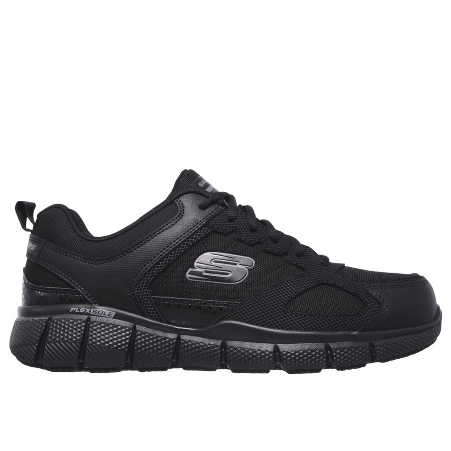 SKECHERS WORK Mens Relaxed Fit Telfin - Sanphet SR Soft Toe Slip Resistant Work Shoes Black - 77152-BLK  BLACK Image 1