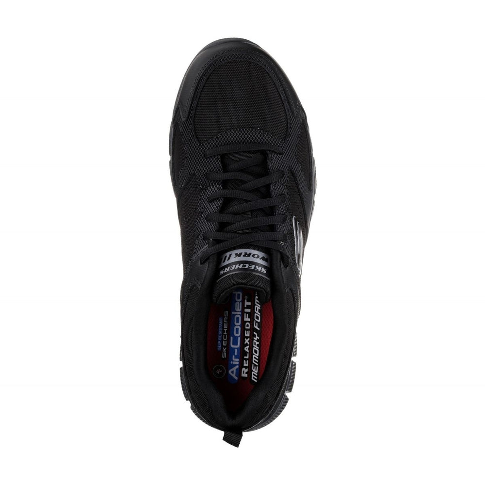 SKECHERS WORK Men's Relaxed Fit Telfin - Sanphet SR Soft Toe Slip Resistant Work Shoes Black - 77152-BLK  BLACK Image 2