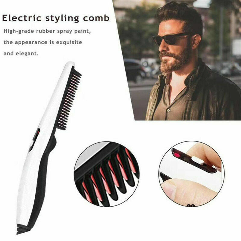 Beard Straightener Comb Quick Heated Brush Styler For Mens Pro Hair Electric Image 6