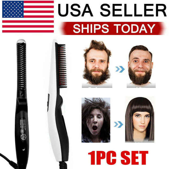 Beard Straightener Comb Quick Heated Brush Styler For Mens Pro Hair Electric Image 7