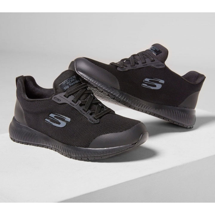 SKECHERS WORK Women's Squad SR Soft Toe Slip Resistant Work Shoe Black - 77222-BLK  BLACK Image 4