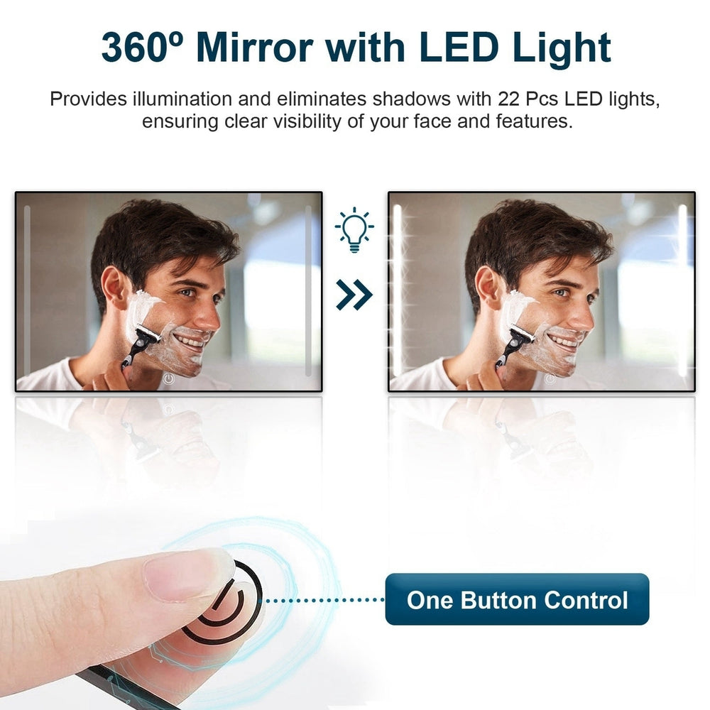 3 Way Mirror with LED Telescopic Hanger Tri fold Mirror Personal Makeup Mirror with Micro USB Cable for Self Shaving Image 2