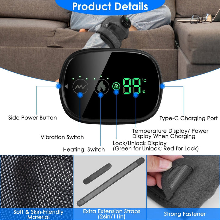 3 In1 Heated Knee Massager Shoulder Heating Pads Elbow Brace with 3 Level Vibration and Heating Modes for Pain Stress Image 3