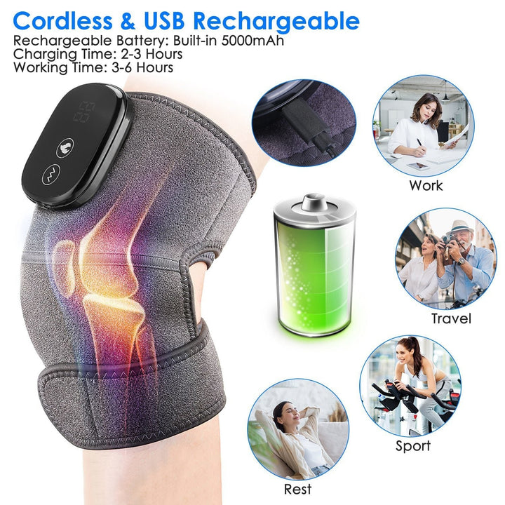 3 In1 Heated Knee Massager Shoulder Heating Pads Elbow Brace with 3 Level Vibration and Heating Modes for Pain Stress Image 4