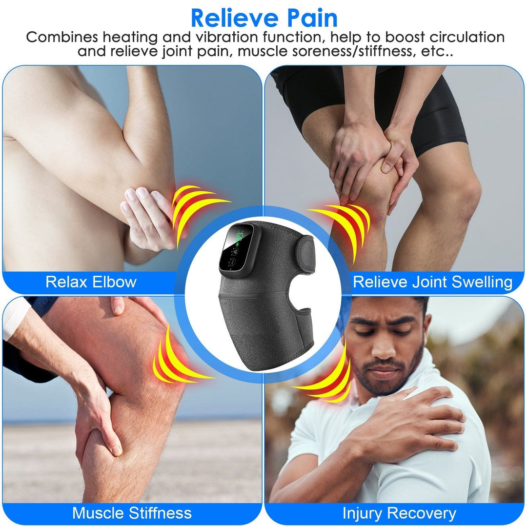 3 In1 Heated Knee Massager Shoulder Heating Pads Elbow Brace with 3 Level Vibration and Heating Modes for Pain Stress Image 4