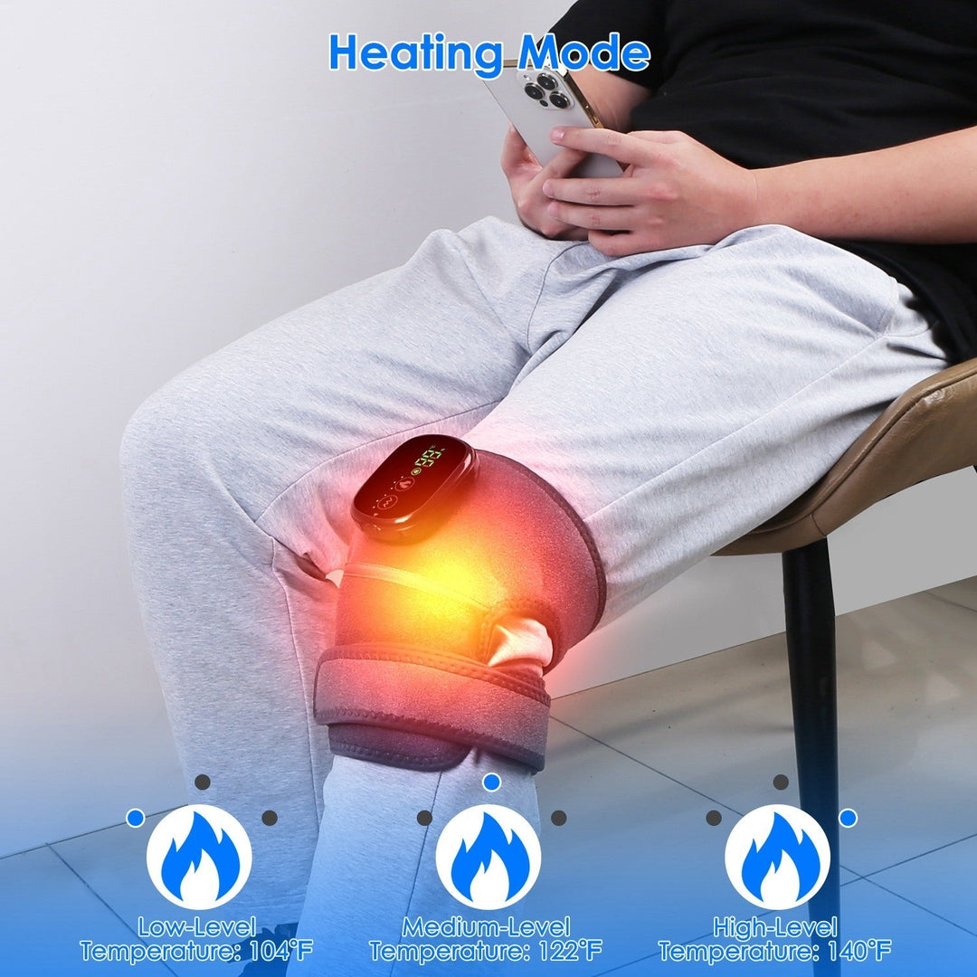 3 In1 Heated Knee Massager Shoulder Heating Pads Elbow Brace with 3 Level Vibration and Heating Modes for Pain Stress Image 8