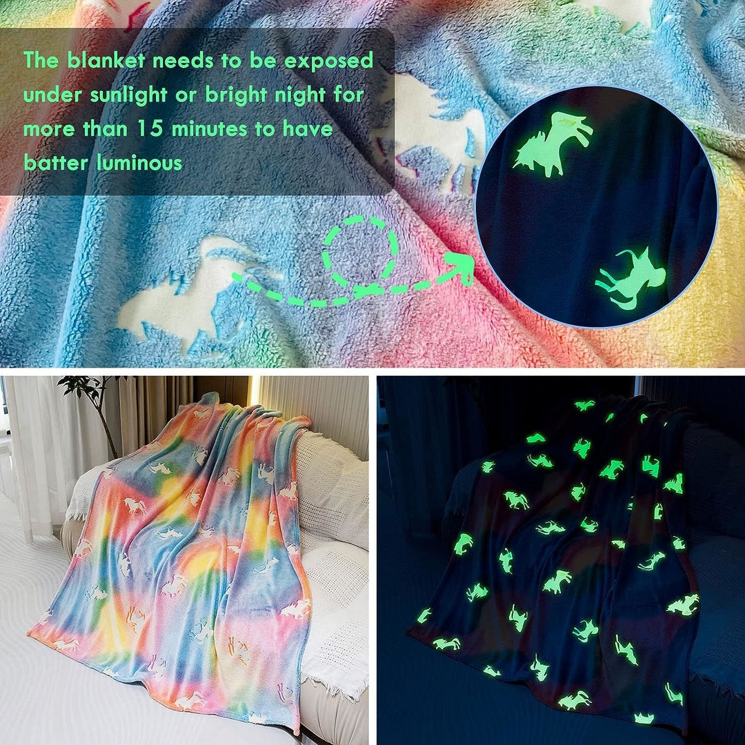 Glow in the Dark Throw Blanket Unicorn Luminous Kids Blanket Image 3