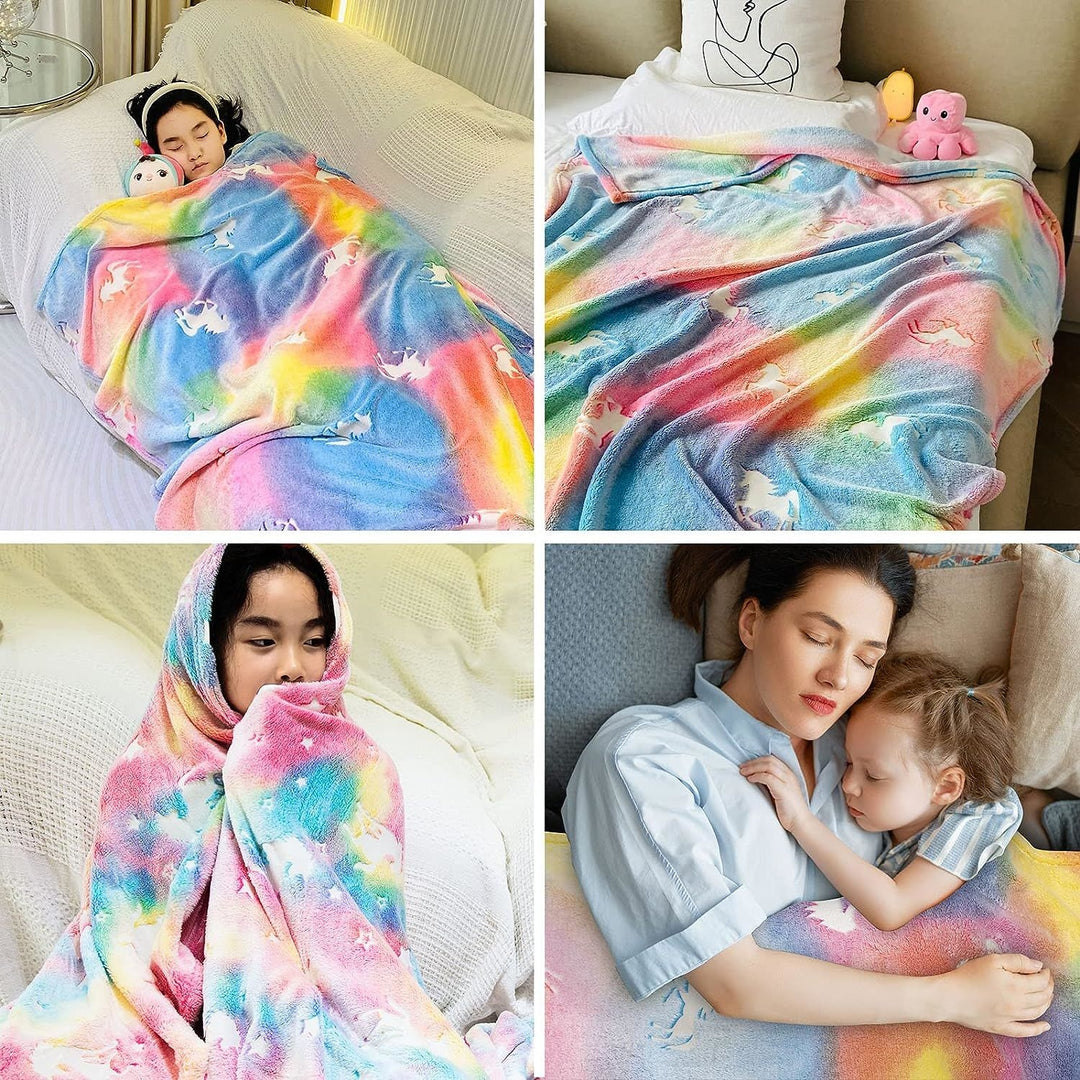 Glow in the Dark Throw Blanket Unicorn Luminous Kids Blanket Image 4