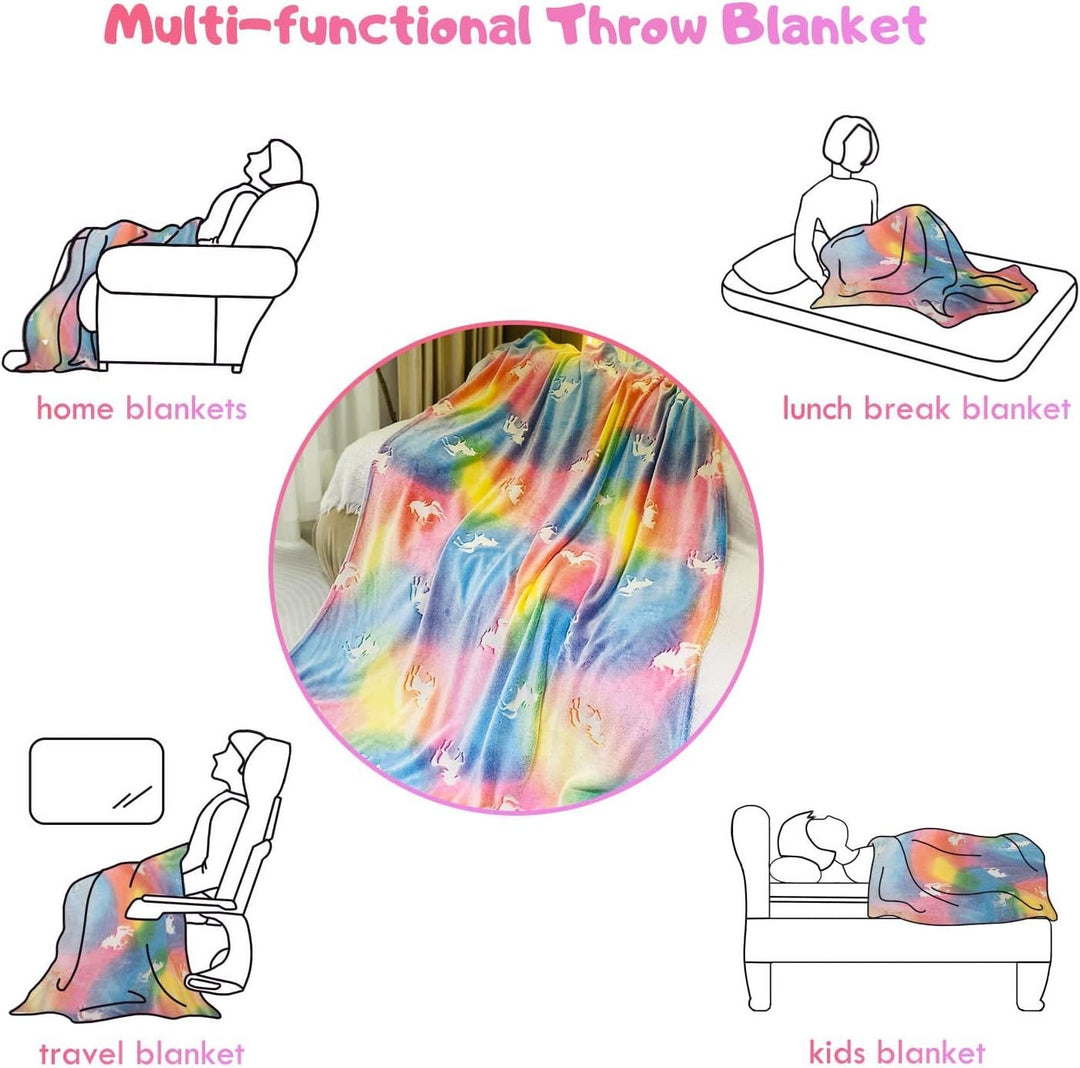 Glow in the Dark Throw Blanket Unicorn Luminous Kids Blanket Image 8