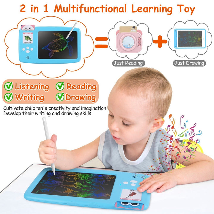 224 Words Toddler Learning Toy Talking Flash Cards with LCD Writing Tablet Preschool Educational Reading Drawing Machine Image 3