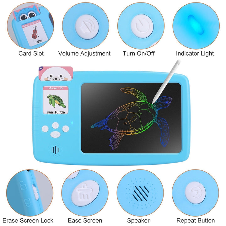 224 Words Toddler Learning Toy Talking Flash Cards with LCD Writing Tablet Preschool Educational Reading Drawing Machine Image 4
