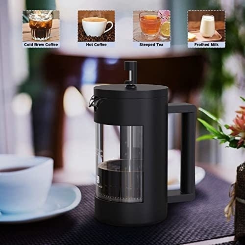 French Press Coffee Maker Camping French Coffee Press Glass Heat Resistant Thickened Glass Coffee Press Rust Free and Image 4