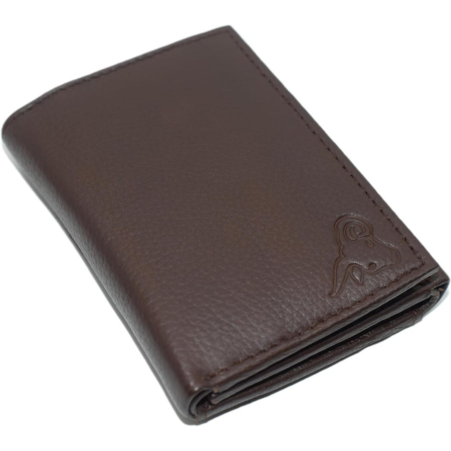 Cavelio Genuine Leather Mens RFID Blocking Slim Trifold Wallet Back ID Window with Gift Box (Black) Image 1