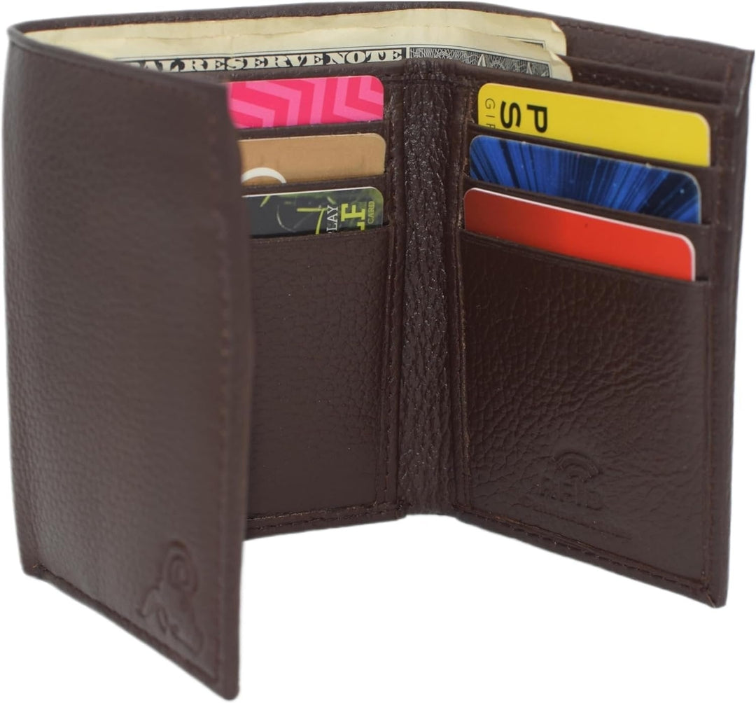 Cavelio Genuine Leather Mens RFID Blocking Slim Trifold Wallet Back ID Window with Gift Box (Black) Image 4