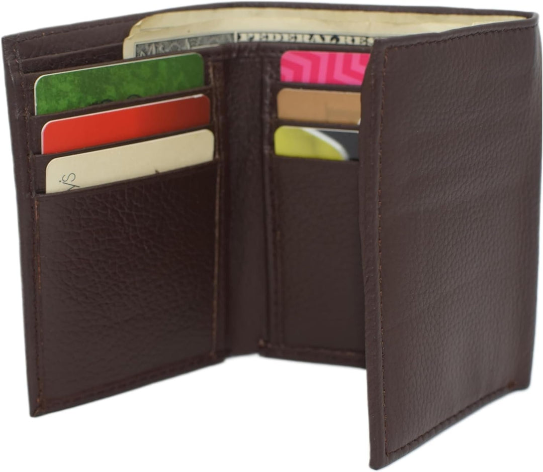 Cavelio Genuine Leather Mens RFID Blocking Slim Trifold Wallet Back ID Window with Gift Box (Black) Image 6
