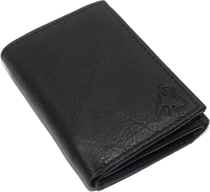 Cavelio Genuine Leather Mens RFID Blocking Slim Trifold Wallet Back ID Window with Gift Box (Black) Image 8