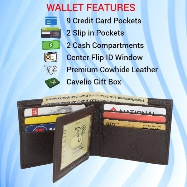 Cavelio Mens RFID Blocking Bifold Wallet Soft Genuine Leather  Secure and Durable Billfold with Gift Box for Men Image 10