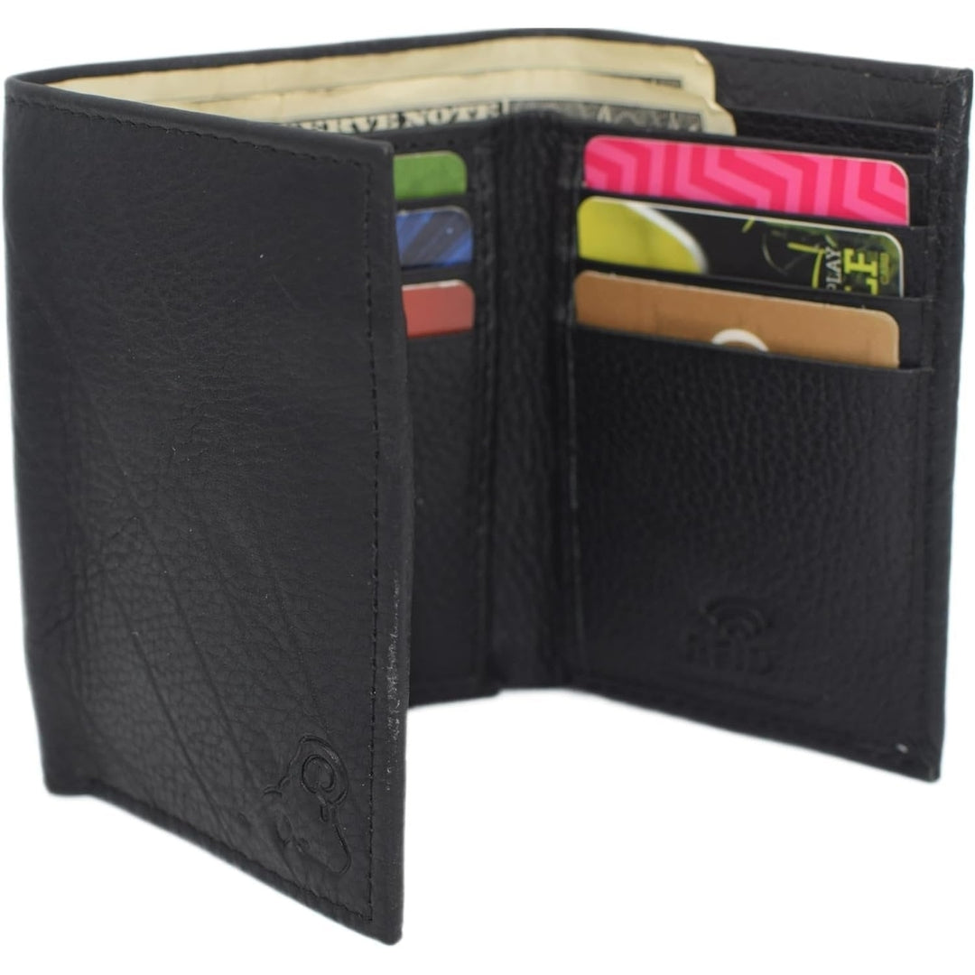 Cavelio Genuine Leather Mens RFID Blocking Slim Trifold Wallet Back ID Window with Gift Box (Black) Image 12