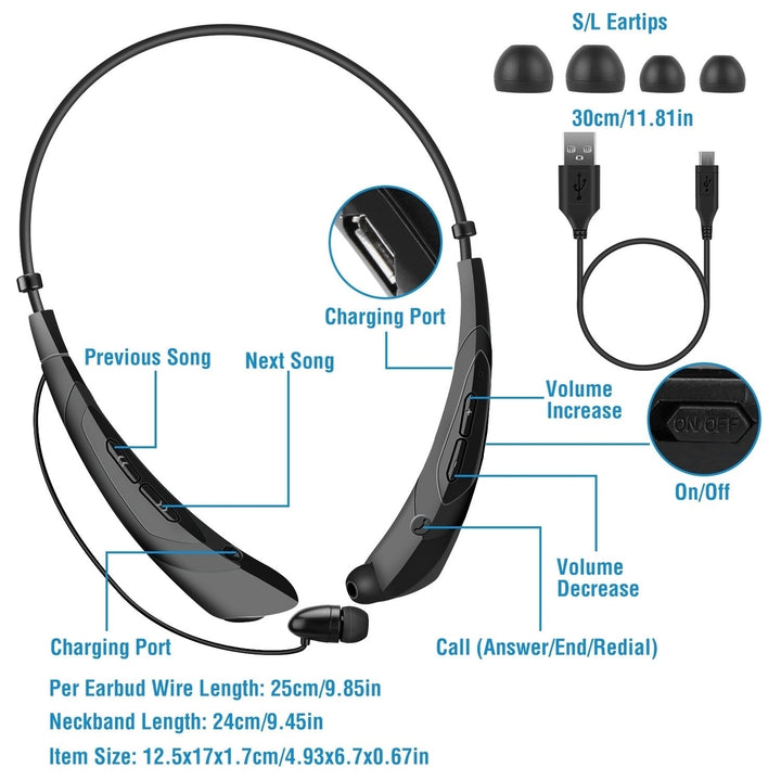 Wireless Neckband Headphones V5.0 Sweat-proof Sport Headsets Earbuds In-Ear Magnetic Neckbands Stereo Earphone Image 9