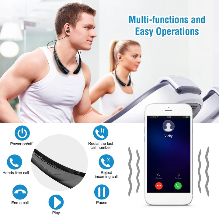 Wireless Neckband Headphones V5.0 Sweat-proof Sport Headsets Earbuds In-Ear Magnetic Neckbands Stereo Earphone Image 11