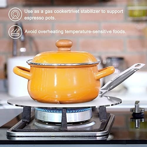 Heat Diffuser Simmer Ring Plate Stainless Steel with Stainless Handle Induction Adapter Plate for Gas Stove Glass Image 4