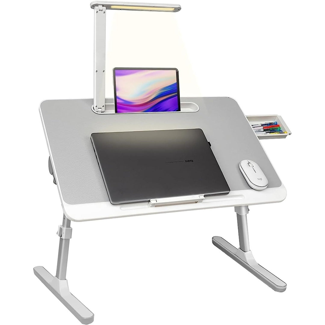 Lap Desk for Laptop Portable Bed Table Desk Laptop Desk with LED Light and Drawer Adjustable Laptop Stand for Bed Sofa Image 1