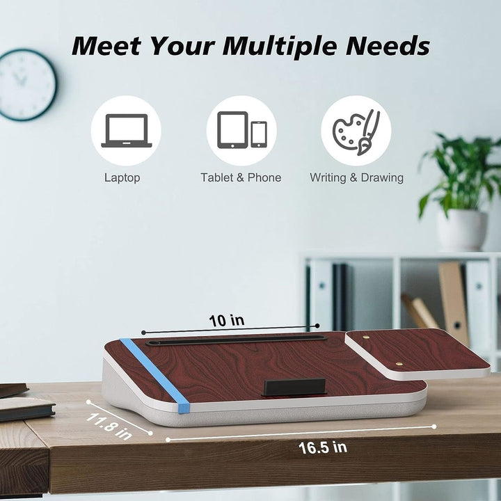 Lap Desk with Cushion Tablet Holder and Detachable Mouse Tray Fits Up to 16.1 Inches Laptops Lap Desk for Bed Couch Sofa Image 6