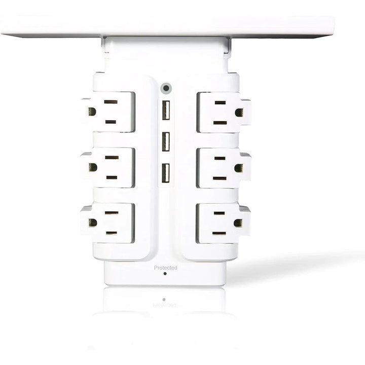 Power Strip Tower 6 Outlets 3 Usb with Removable Shelf Wall Mount for Home Office Image 1