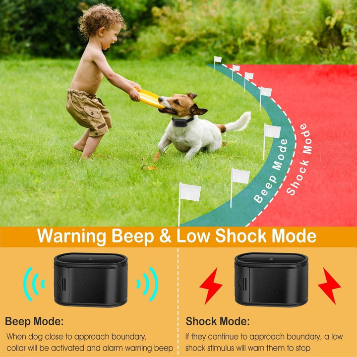 Electric Dog Fence System Pet Tone Shock Boundary Containment Water Resistant Collar Receiver For Small Medium Large Dog Image 3