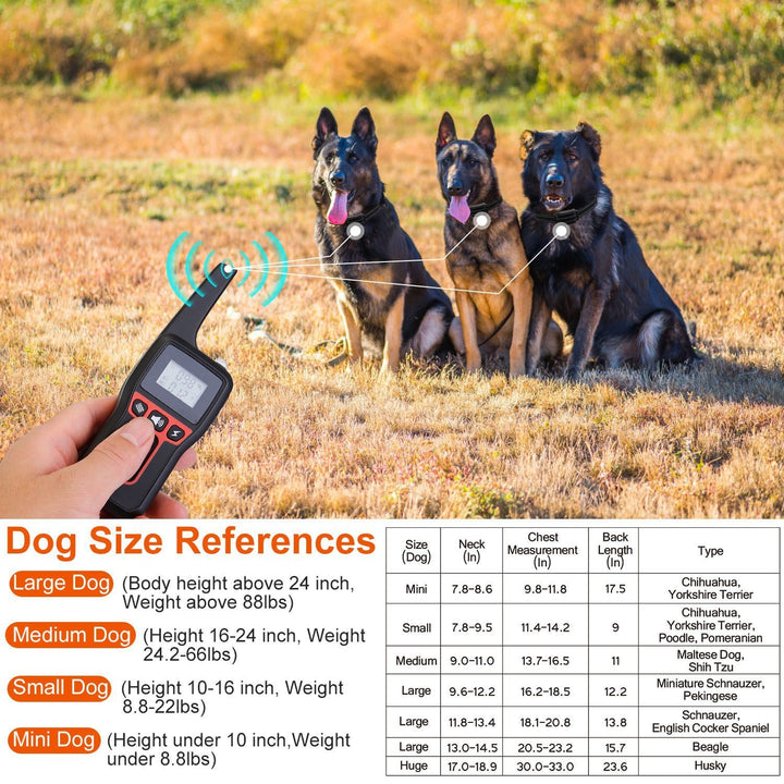3280FT Dog Training Collar IP67 Waterproof Pet Beep Vibration Electric Shock Collar Image 6