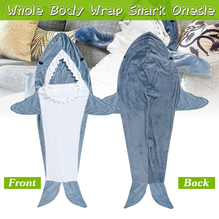 Wearable Shark Sleeping Bag Shark Soft Comfortable Flannel Blanket With Zipper Suitable For Adult Children Height 4.2FT Image 3