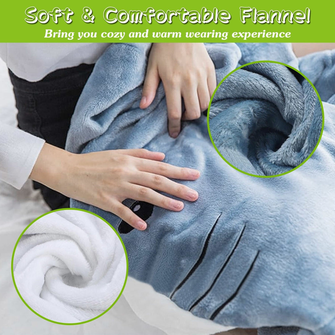 Wearable Shark Sleeping Bag Shark Soft Comfortable Flannel Blanket With Zipper Suitable For Adult Children Height 4.2FT Image 4