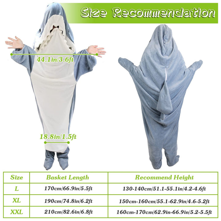 Wearable Shark Sleeping Bag Shark Soft Comfortable Flannel Blanket With Zipper Suitable For Adult Children Height 4.2FT Image 7