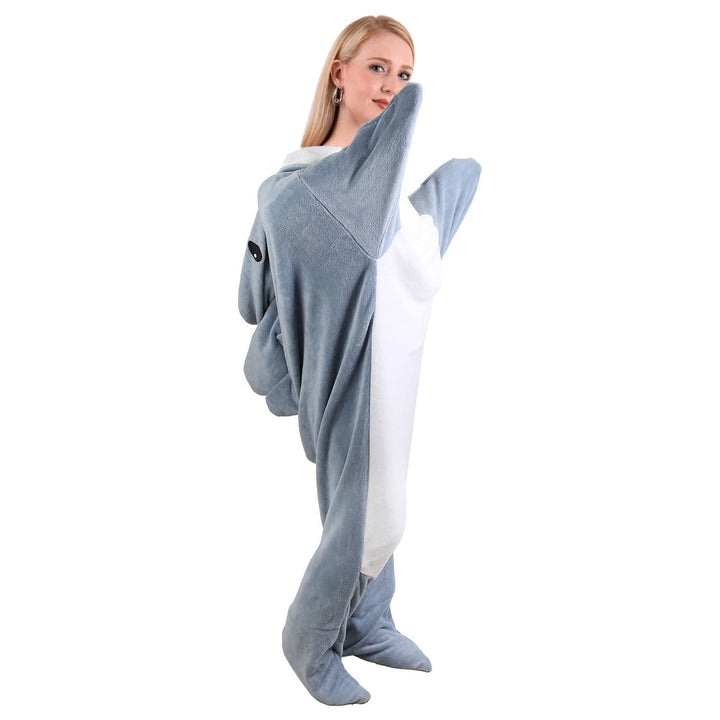 Wearable Shark Sleeping Bag Shark Soft Comfortable Flannel Blanket With Zipper Suitable For Adult Children Height 4.2FT Image 11