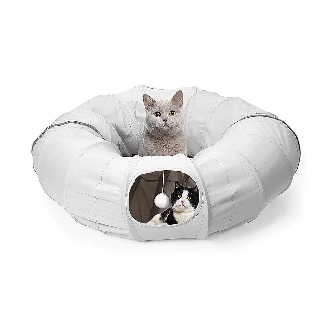 Indoor Cat Tunnel Bed with Interactive Hanging Ball Circle Cat Tunnel Cooling Fabric Central Soft Mat Flexible Design Image 1