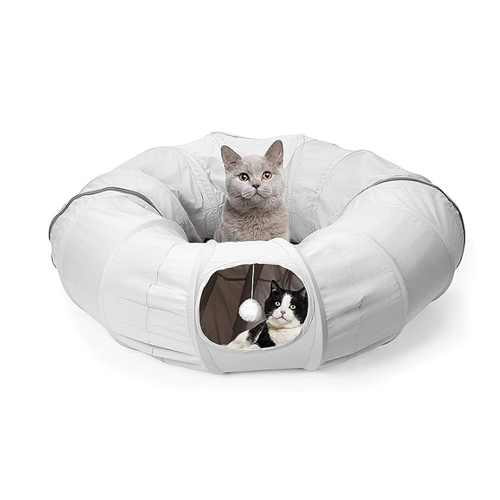 Indoor Cat Tunnel Bed with Interactive Hanging Ball Circle Cat Tunnel Cooling Fabric Central Soft Mat Flexible Design Image 1