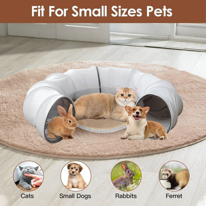 Indoor Cat Tunnel Bed with Interactive Hanging Ball Circle Cat Tunnel Cooling Fabric Central Soft Mat Flexible Design Image 7