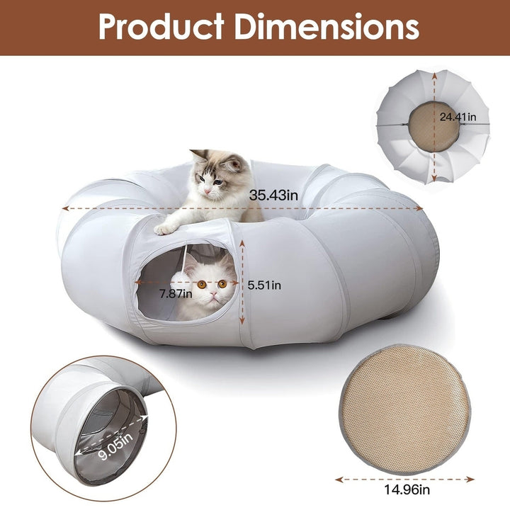 Indoor Cat Tunnel Bed with Interactive Hanging Ball Circle Cat Tunnel Cooling Fabric Central Soft Mat Flexible Design Image 8