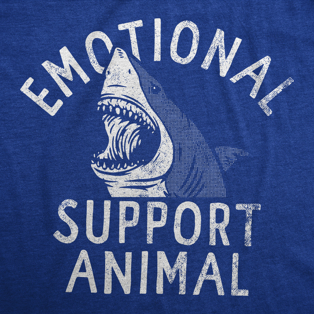 Mens Emotional Support Animal T Shirt Funny Scary Shark Attack Joke Tee For Guys Image 2