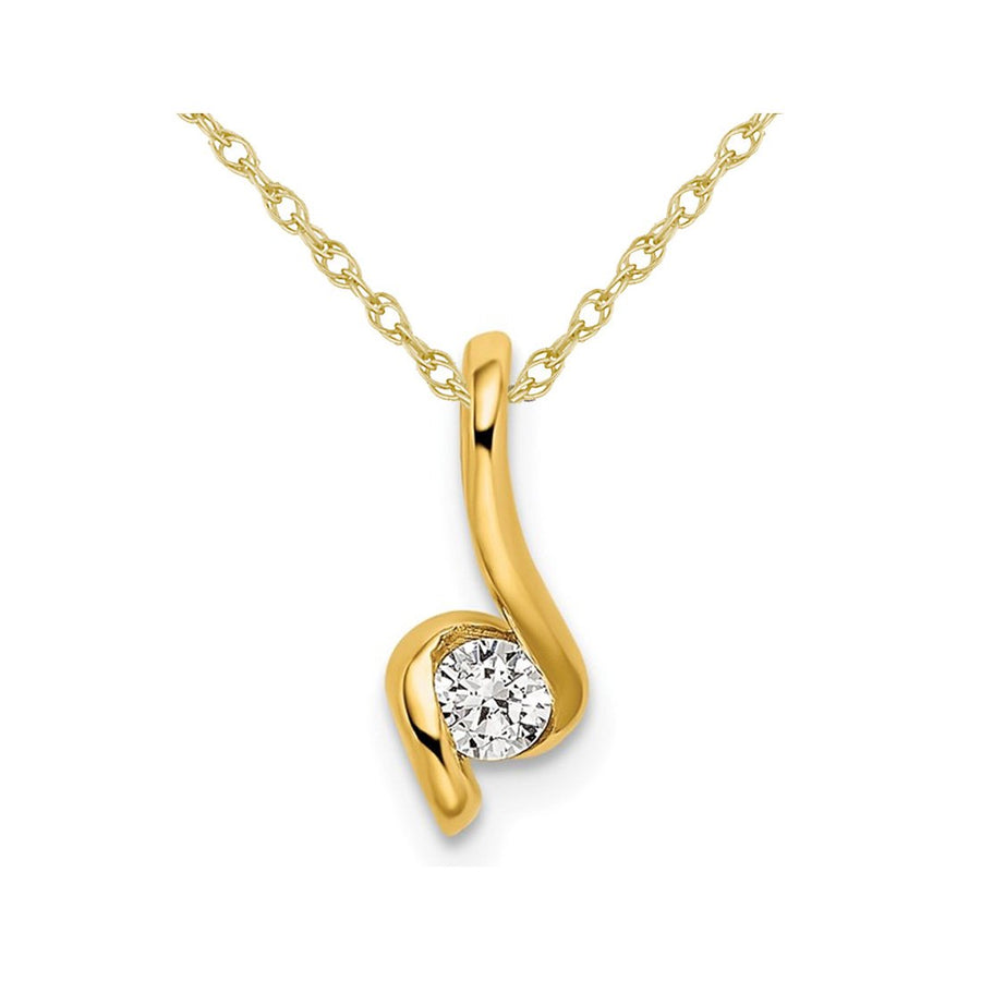 1/10 Carat (ctw H-I SI1-SI2) Lab-Grown Diamond Solitaire Pendant Necklace in 14K Yellow Gold with Chain Image 1