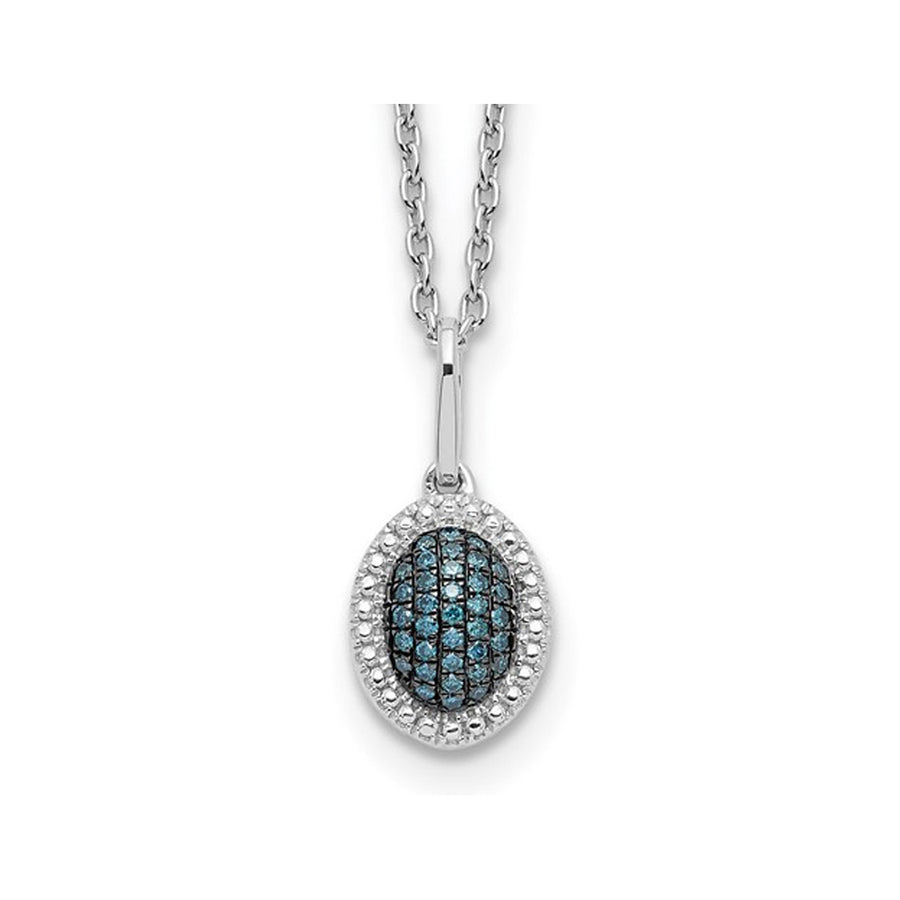 1/10 Carat (ctw) Blue and White Diamond Drop Pendant Necklace in Sterling Silver with Chain Image 1