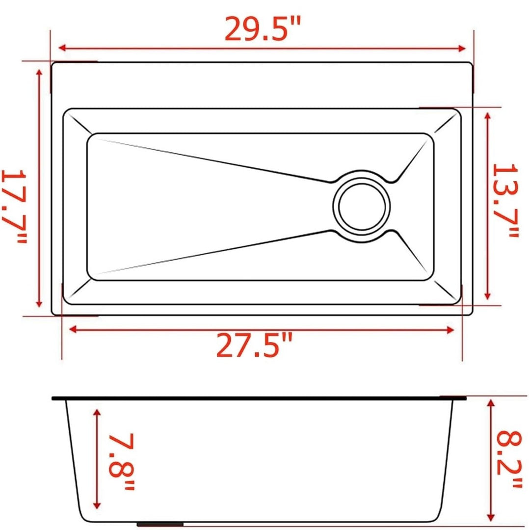 BRONSTARZ 29.5 Inch Black Nano Raindance Kitchen Sink Digital Display Single Bowl Image 8