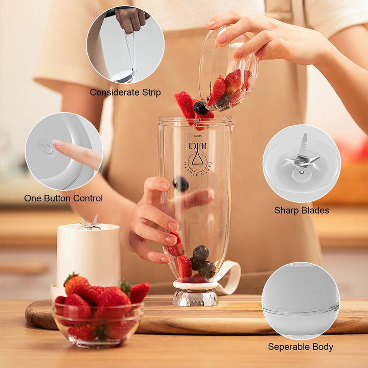 16.9OZ Portable Fruit Blender Electric Rechargeable Juice Cup for Shakes Smoothies Juice Personal Fruit Mixer with 6 Image 3