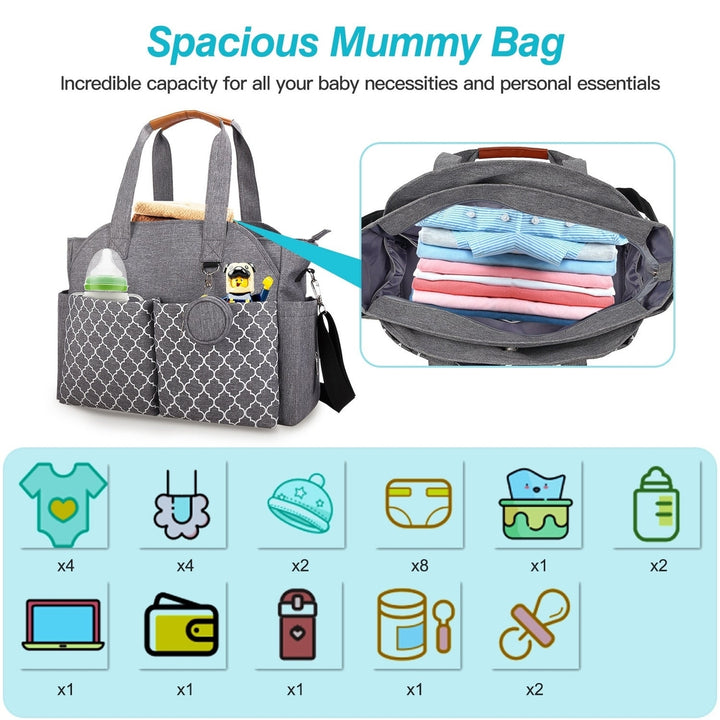 Baby Nappy Diaper Bag Multifunctional Diaper Changing Tote Bag with Adjustable Messenger Strap Pacifier Case Diaper Image 3