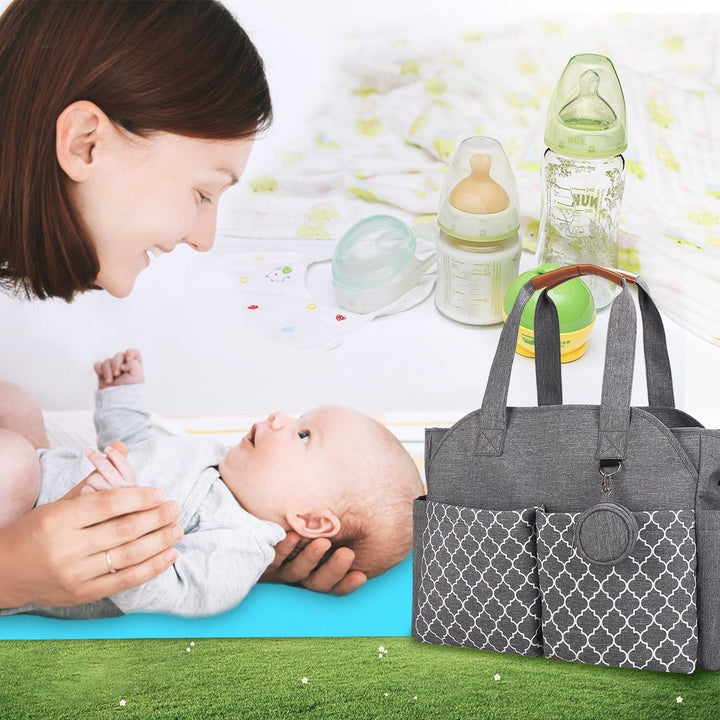 Baby Nappy Diaper Bag Multifunctional Diaper Changing Tote Bag with Adjustable Messenger Strap Pacifier Case Diaper Image 9