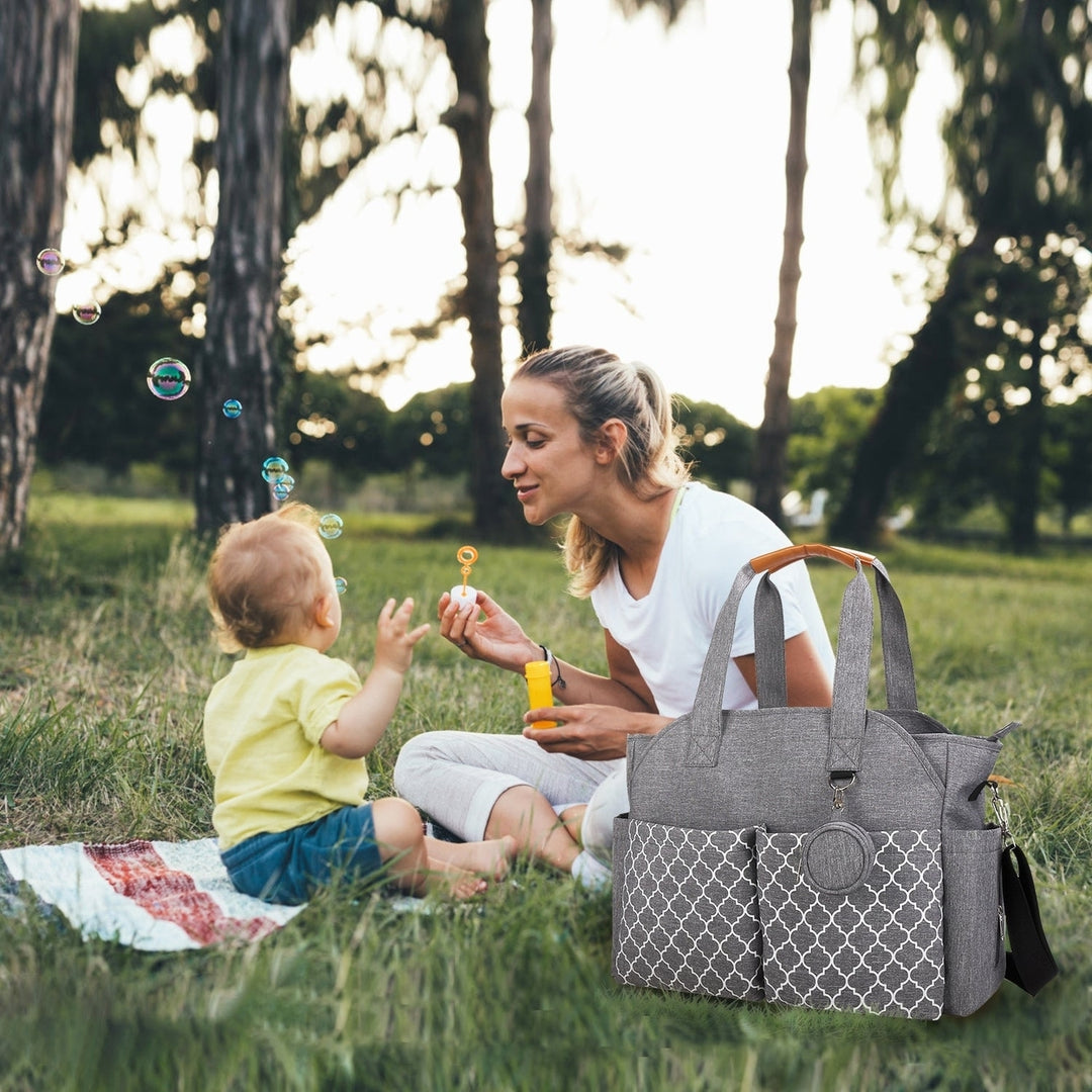 Baby Nappy Diaper Bag Multifunctional Diaper Changing Tote Bag with Adjustable Messenger Strap Pacifier Case Diaper Image 11