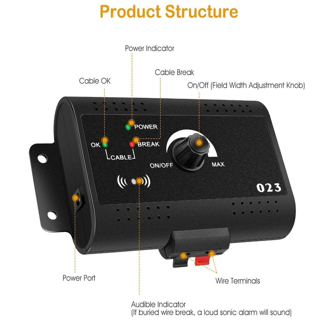 Electric Dog Fence System Pet Tone Shock Boundary Containment Water Resistant Collar Receiver For Small Medium Large Dog Image 7