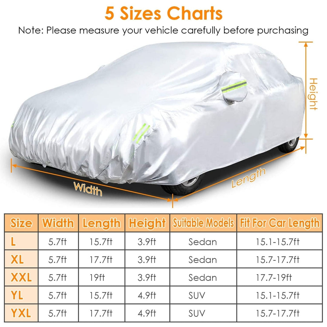 Full Coverage Car Cover Waterproof UV Protection Automotive Cover Outdoor Universal Car Cover with Reflective Strips Image 7