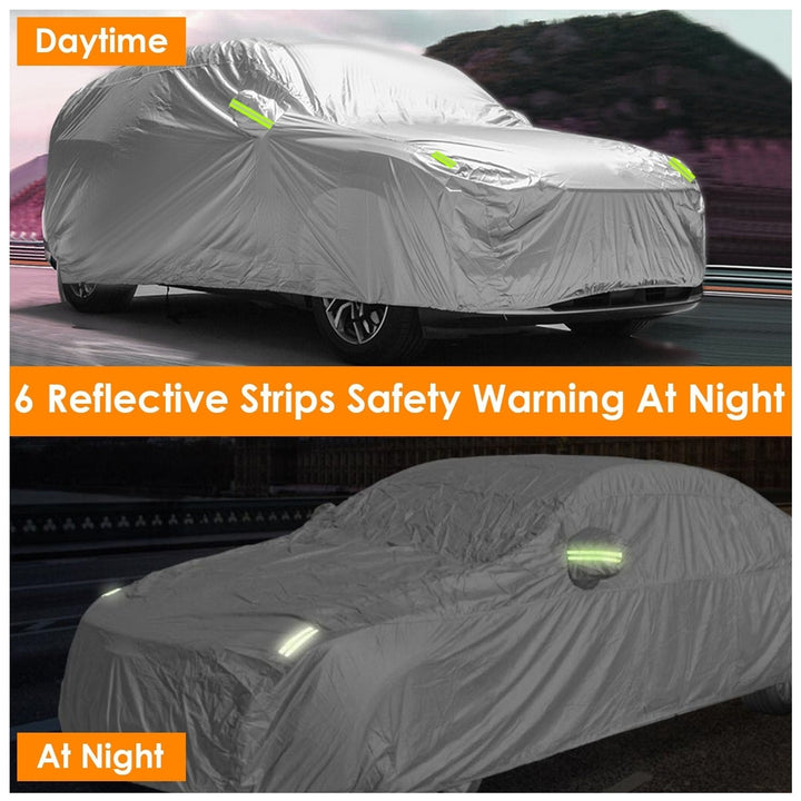 Full Coverage Car Cover Waterproof UV Protection Automotive Cover Outdoor Universal Car Cover with Reflective Strips Image 10