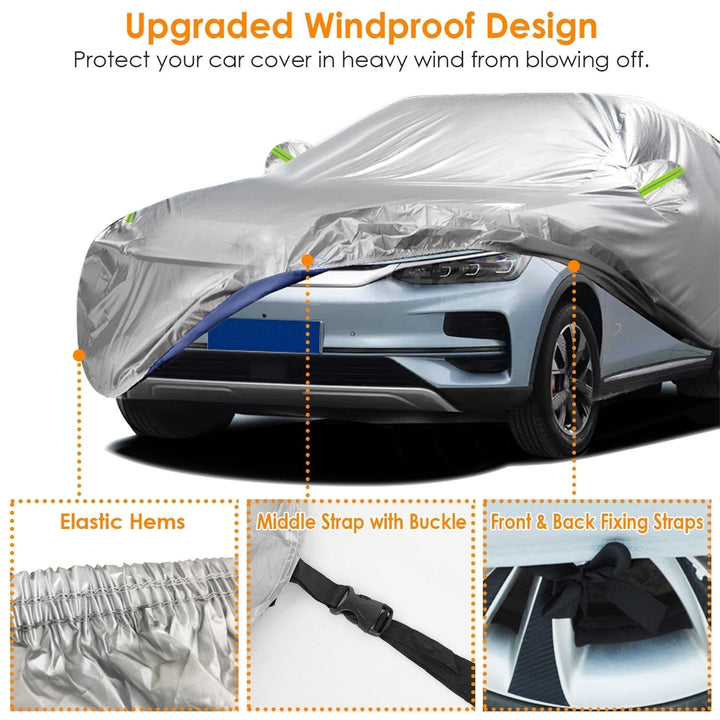 Full Coverage Car Cover Waterproof UV Protection Automotive Cover Outdoor Universal Car Cover with Reflective Strips Image 11